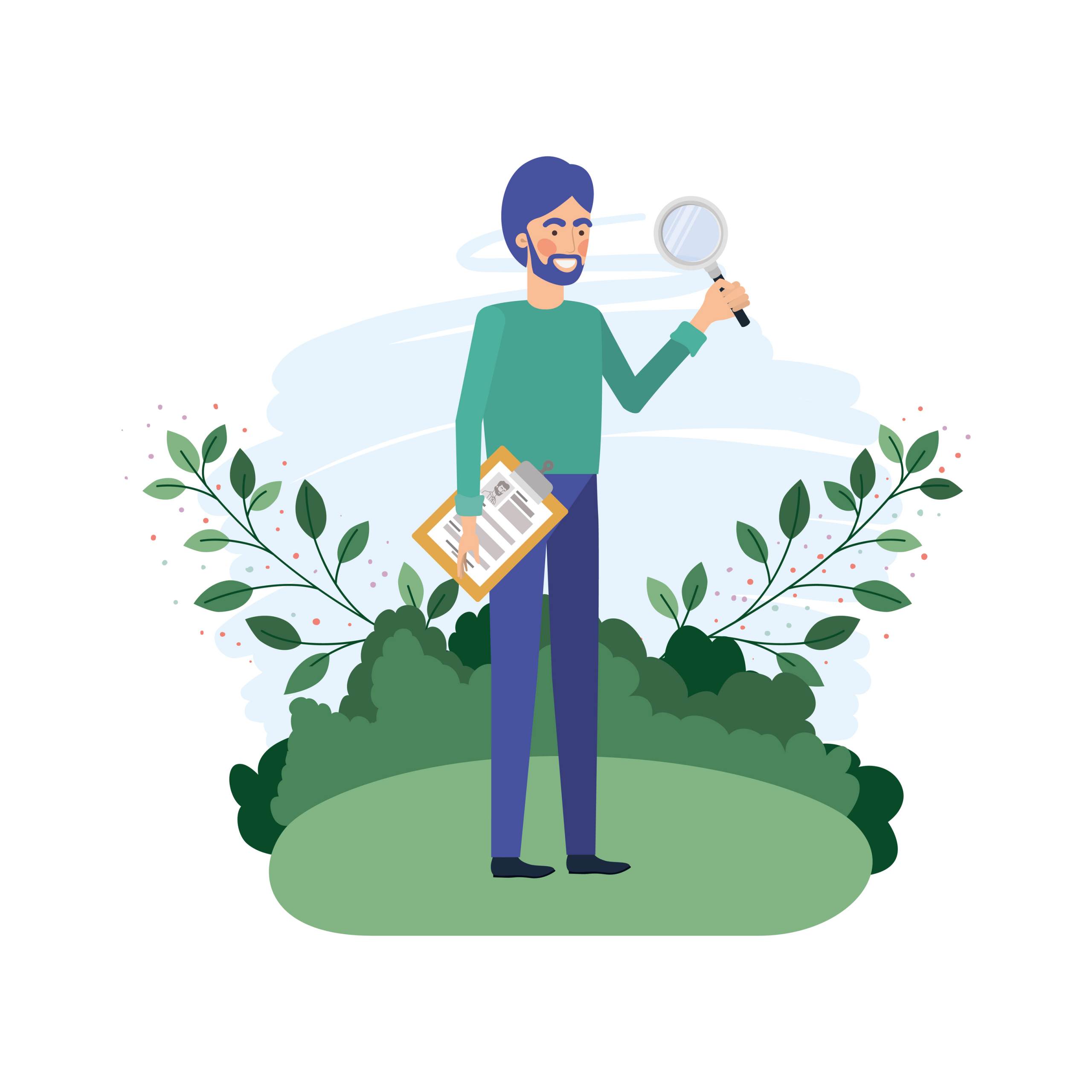 man in landscape with curriculum vitae log term ESG goals