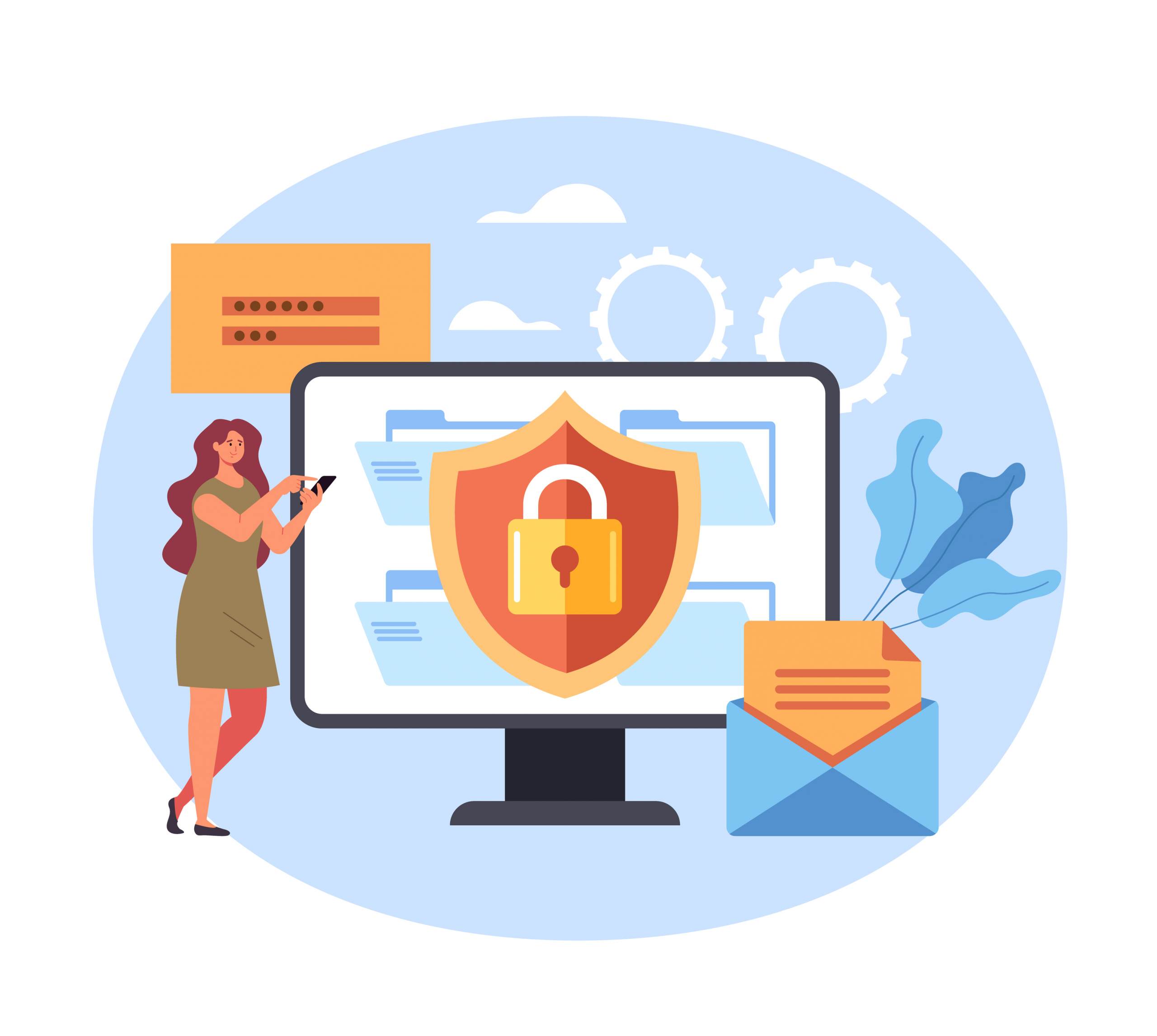Service login password safety enter personal data concept. Vector flat graphic simple illustration