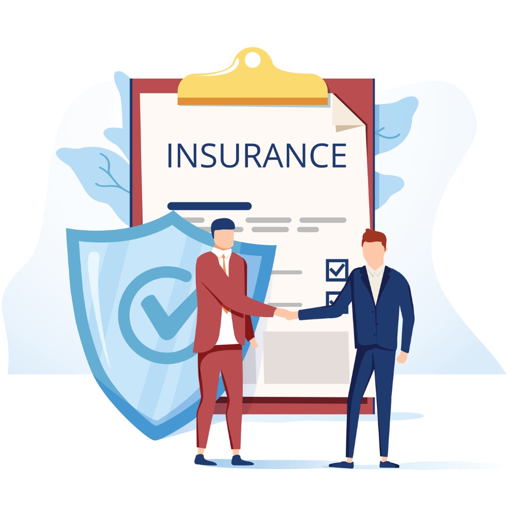 flat-metaphor-poster-presenting-insurance-services-cartoon-male-and-vector-id1181901597